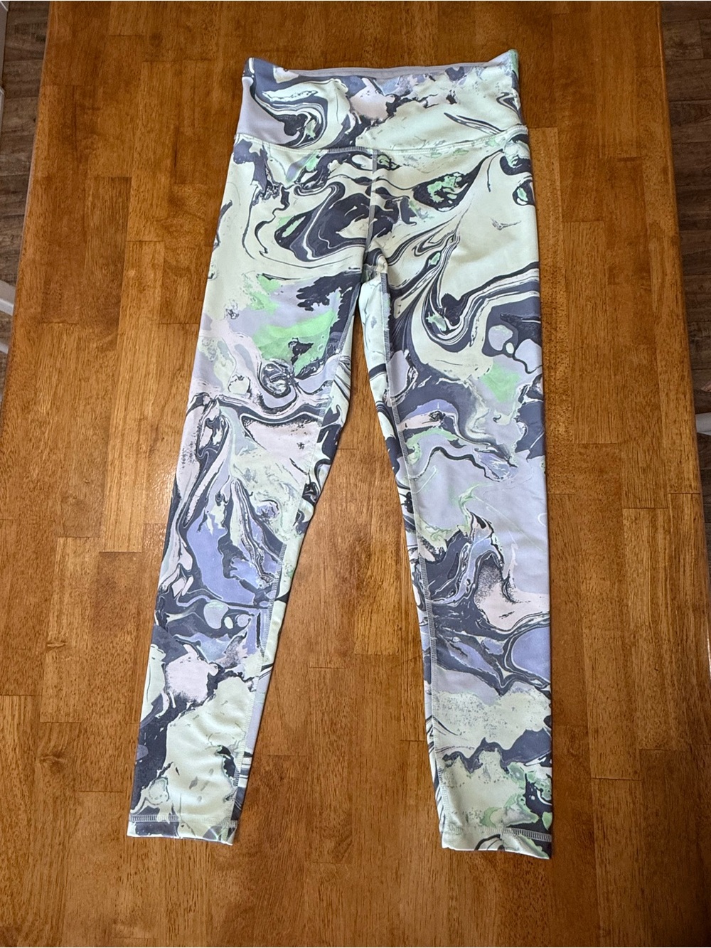 DKNY Marble Swirl Leggings - Light Green & Gray